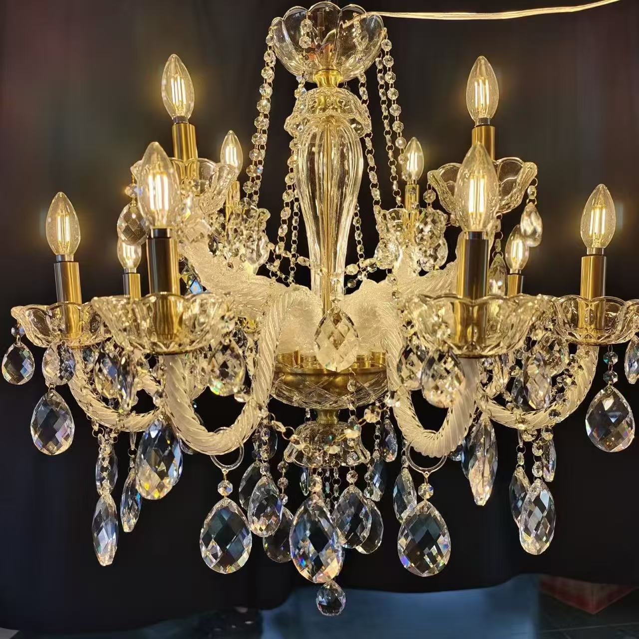 Luxury Glass Tube Crystal Pendant Chandelier for Restaurant Banquet Hall Hotel Lobby Decoration Lighting Factory Direct European