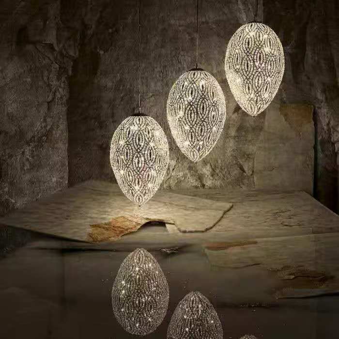 Customizable Personalized Egg-Shaped Crystal Chandelier LED Light Source Gold Body for Hotel Restaurant Club Lobby Dining Room