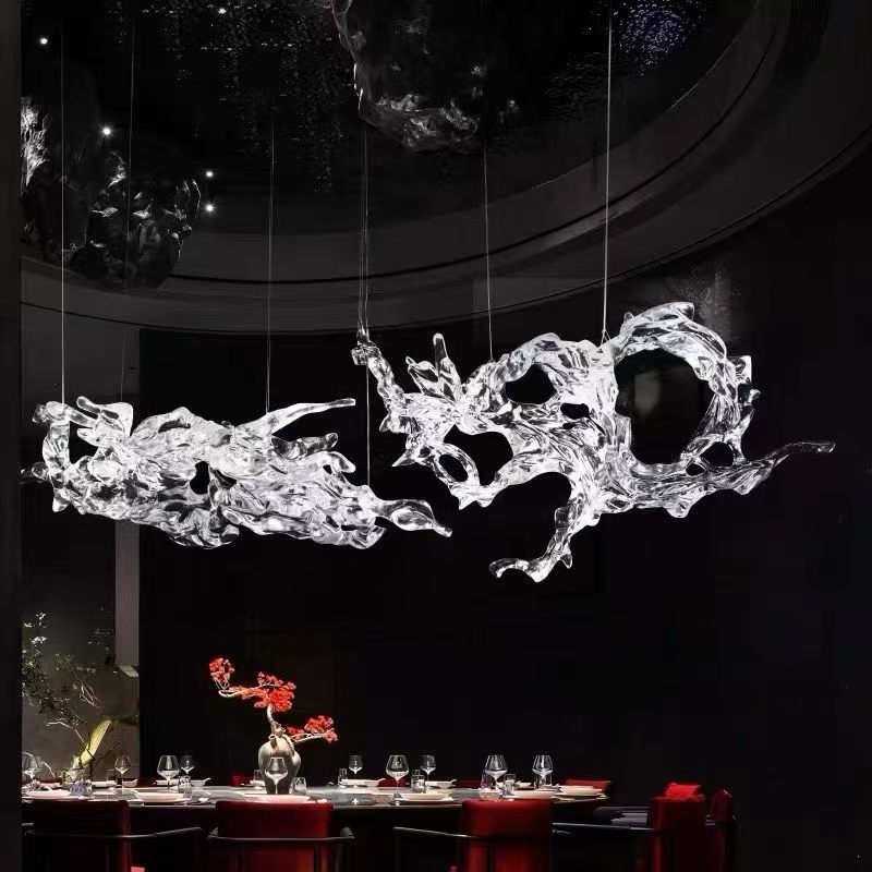 Custom Modern Style LED Crystal Chandelier Art Deco Banquet Hall Hotel Lobby Villa Decor Glass Material