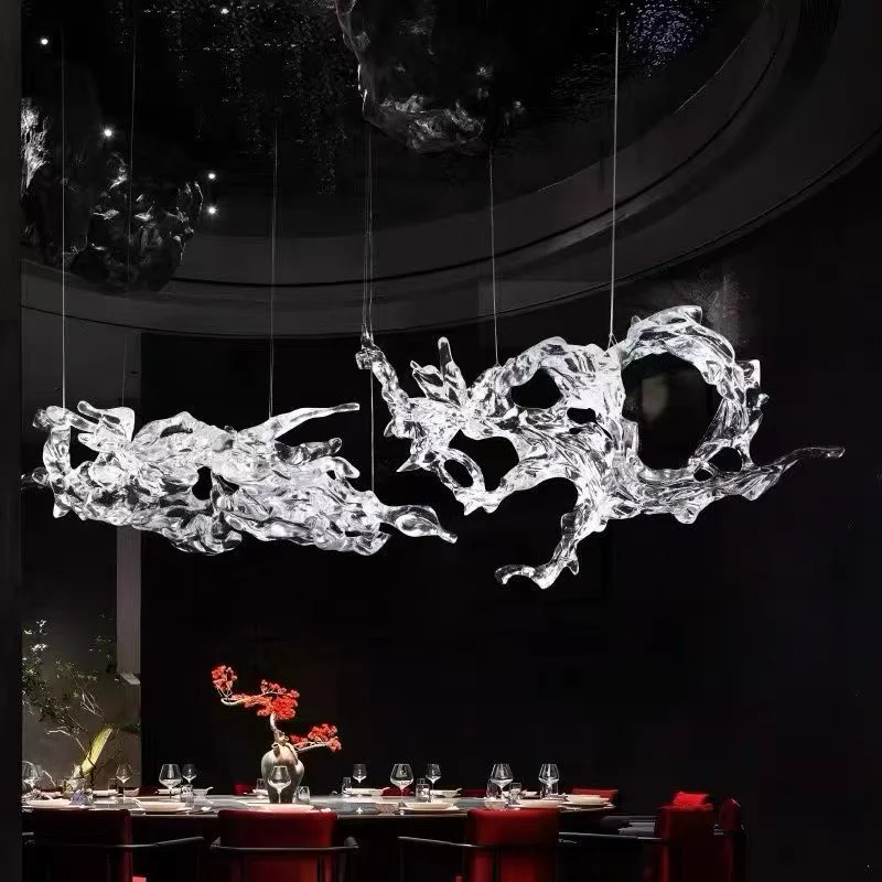 Custom Modern Style LED Crystal Chandelier Art Deco Banquet Hall Hotel Lobby Villa Decor Glass Material