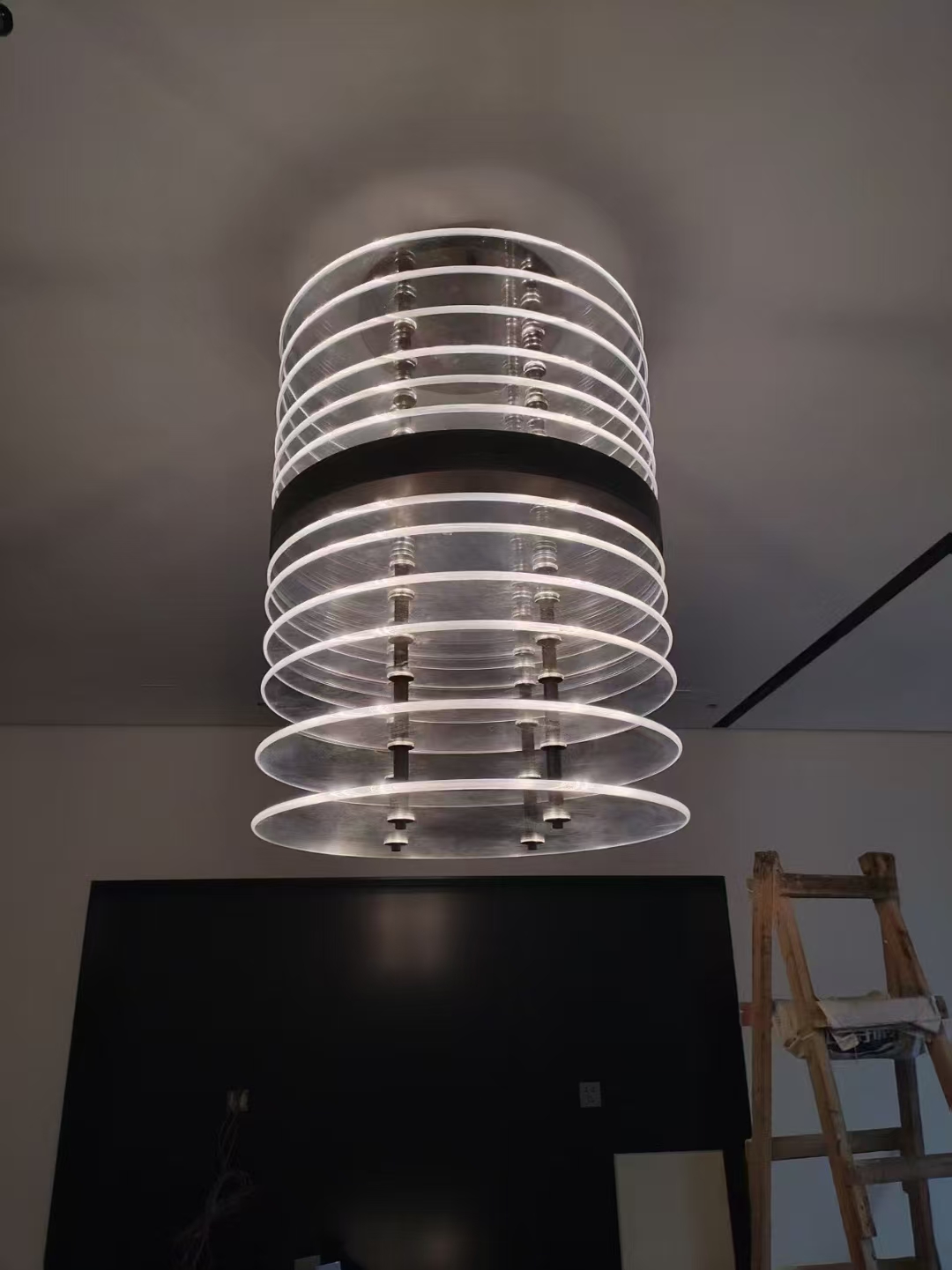 Iron Square Oval LED E26 Adjustable Height Pendant Chandelier with Modern Design for Living Room
