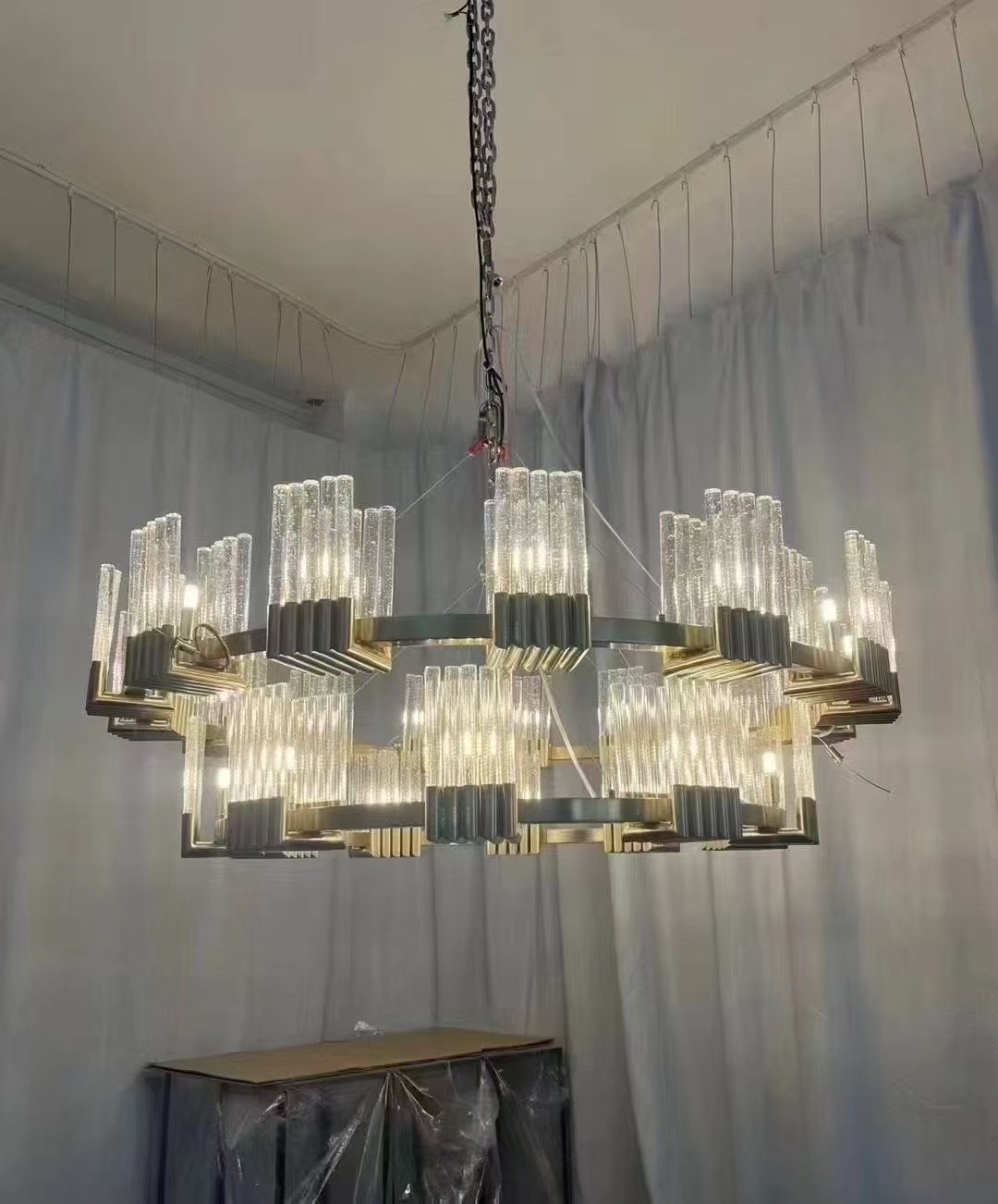 Custom Modern Retro Luxury Chandelier Large Crystal Glass Metal Brass Hanging Fixture Bulb Home Restaurant Project Customization