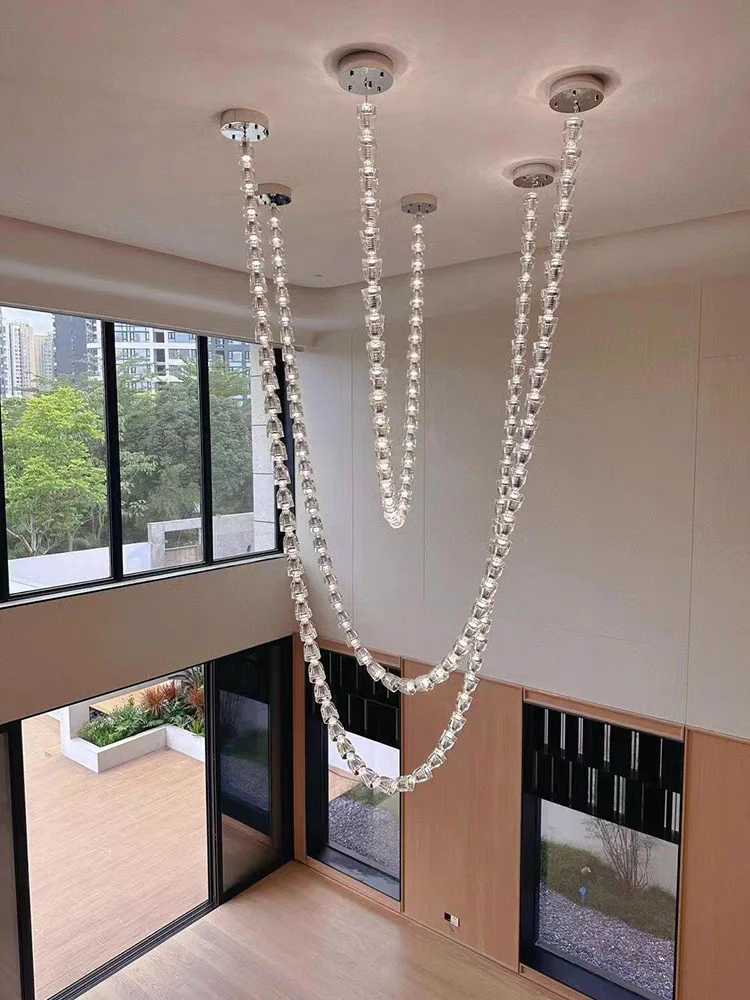 High End Customized LED Decorative Art Pendant Light with Necklace Beads for Hotel Dining and Living Room Lighting - Image 5
