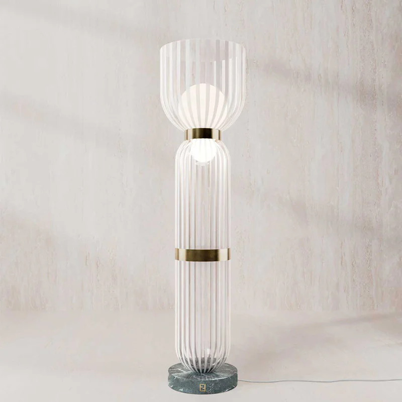 Luxurious Marble Gourd String Decorative Glass LED Hotel Reception Desk Villa Living Room Designer Art Floor Lamp - Image 5