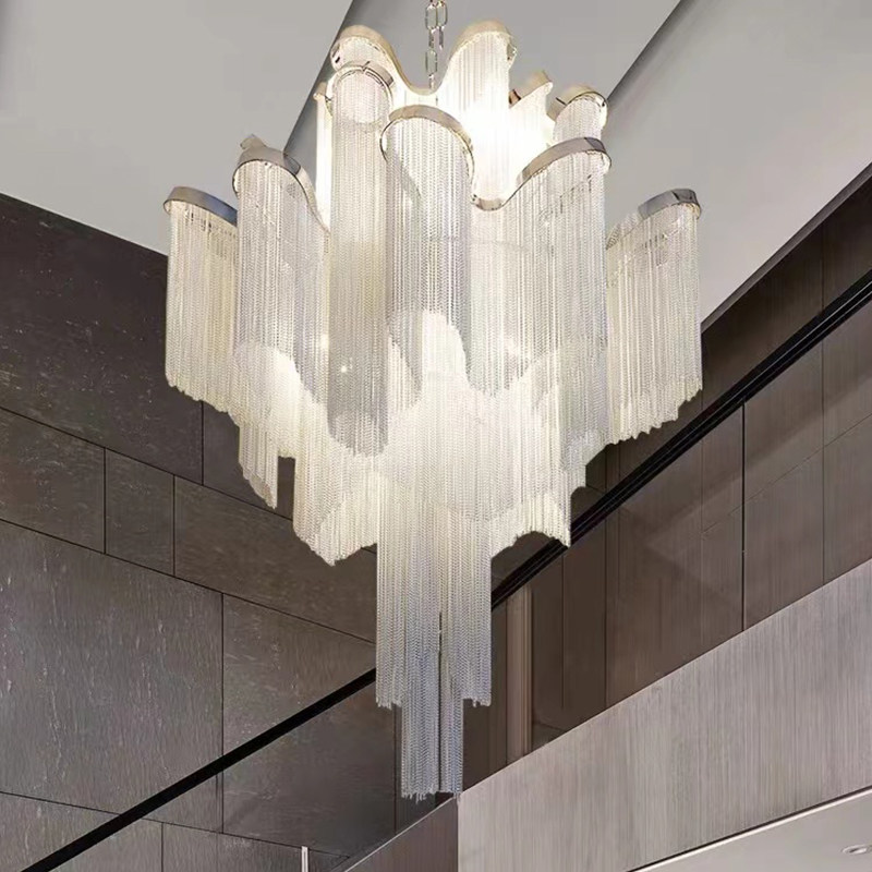 Post Modern Luxury Tassel Chandelier Unique Design Metal AC Powered Aluminum Chandelier Light Switch Control Warm White Middle