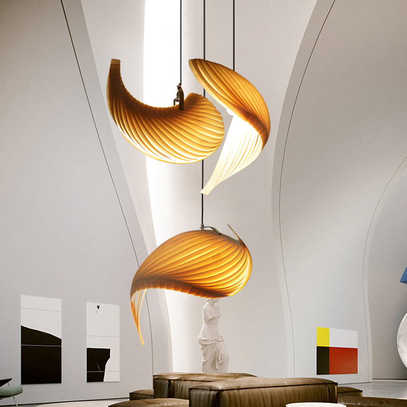 Duplex Staircase Open-Space Loft Hand-woven Fishing Line Chandelier 3000K Warm Light 100cm Apartment Villa Living Room Dining