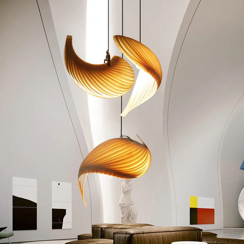 Duplex Staircase Open-Space Loft Hand-woven Fishing Line Chandelier 3000K Warm Light 100cm Apartment Villa Living Room Dining