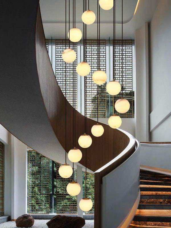 Luxury Alabaster Light for Hotel and Staircase APCITL Simple Marble Ball Chandelier APCITL Alabaster Chandelier