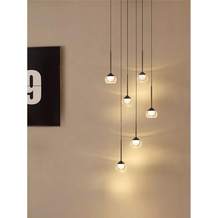 Duplex Luxury Staircase Crystal Long Chandelier LOFT Nordic Simple Modern Villa Revolving Restaurant Dining Room Chandelier