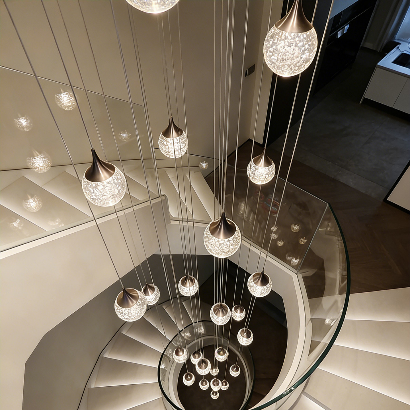 Duplex Hall Villa Rotating Ceiling Chandelier Staircase Crystal Pendant Light