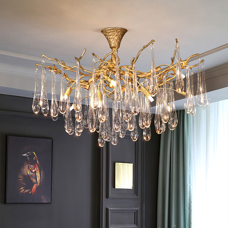 Modern Light-Luxury Crystal Chandelier-Solid Brass Creative Design for Living Room Dining Rooms Bedrooms; Multi-Head Minimalist