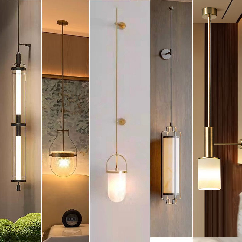 American Copper Marble High-end Art Deco Incandescent Adjustable Color Temperature Wall Lamp for Bedroom Dining Living Rooms