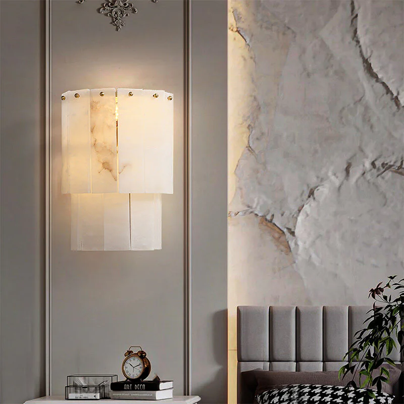 Modern Designer Simple Spanish Marble Copper LED Wall Lamps Warm White Dimmable Recessed Home Hotel Restaurant Living Room - Image 4