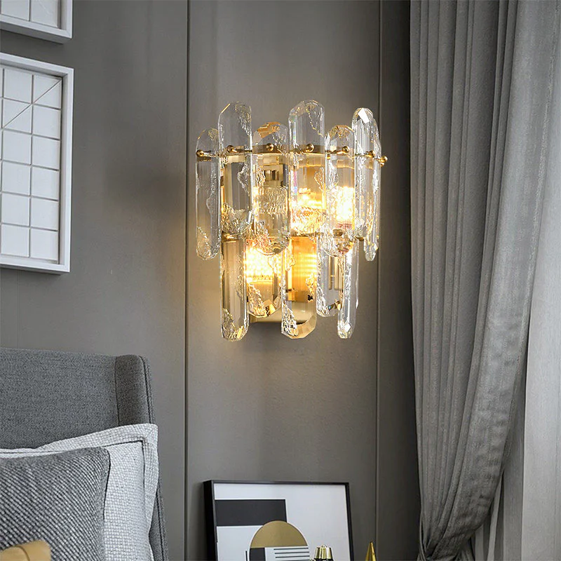 Modern minimalist bedroom bedside wall lamp, luxurious master bedroom corridor lamp, French-style background wall crystal lamp - Image 3