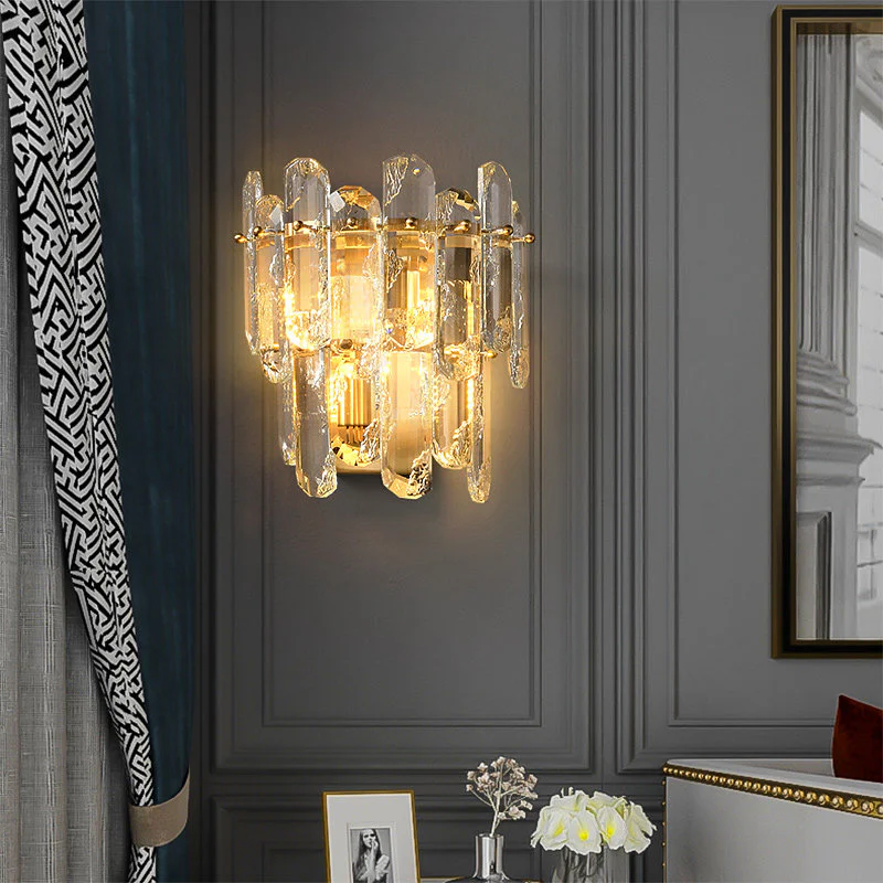 Modern minimalist bedroom bedside wall lamp, luxurious master bedroom corridor lamp, French-style background wall crystal lamp - Image 2