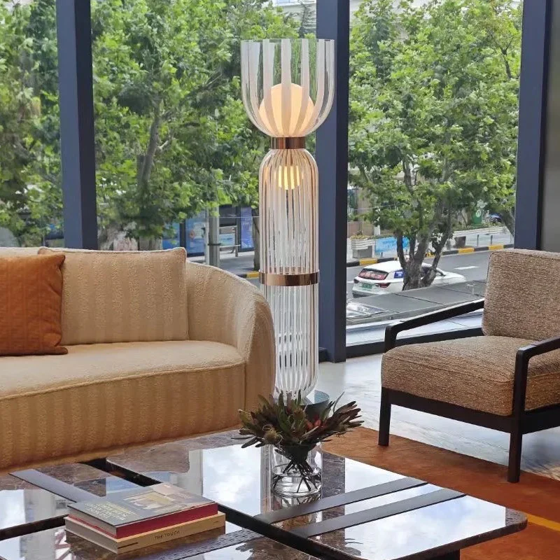 Luxurious Marble Gourd String Decorative Glass LED Hotel Reception Desk Villa Living Room Designer Art Floor Lamp - Image 4