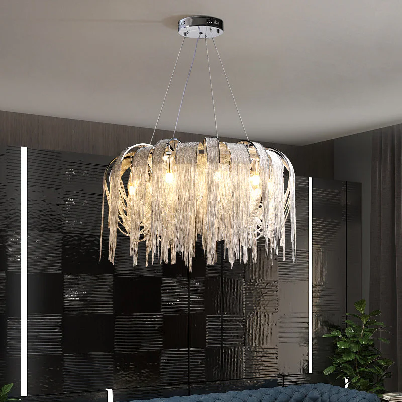 Luxury Customize Hemp Rope Chandelier Light Villa Hall Banquet Hotel Lobby Hallway Led Pendant Lamp