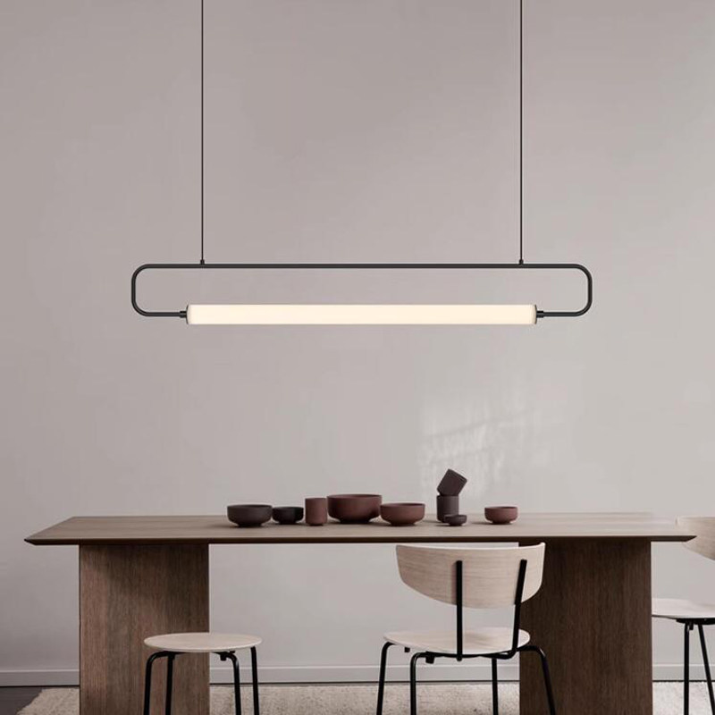 Modern Long Small Iron & Acrylic Ceiling Chandelier 60W Energy Saving LED Adjustable Height 220V Home for Living & Dining Rooms
