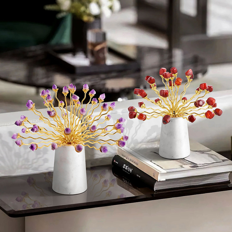 Modern Light Luxury Model Room Living Room Natural Purple Crystal Flowers Rich Decoration Decoration Home Soft Decoration