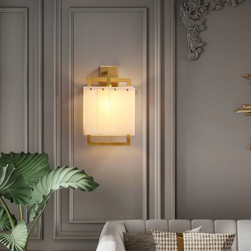 Modern Nordic Luxury Copper Marble Wall Light IP44 LED Warm White High CRI 90 Hotel Home Bedroom Living Room Decorative Lighting