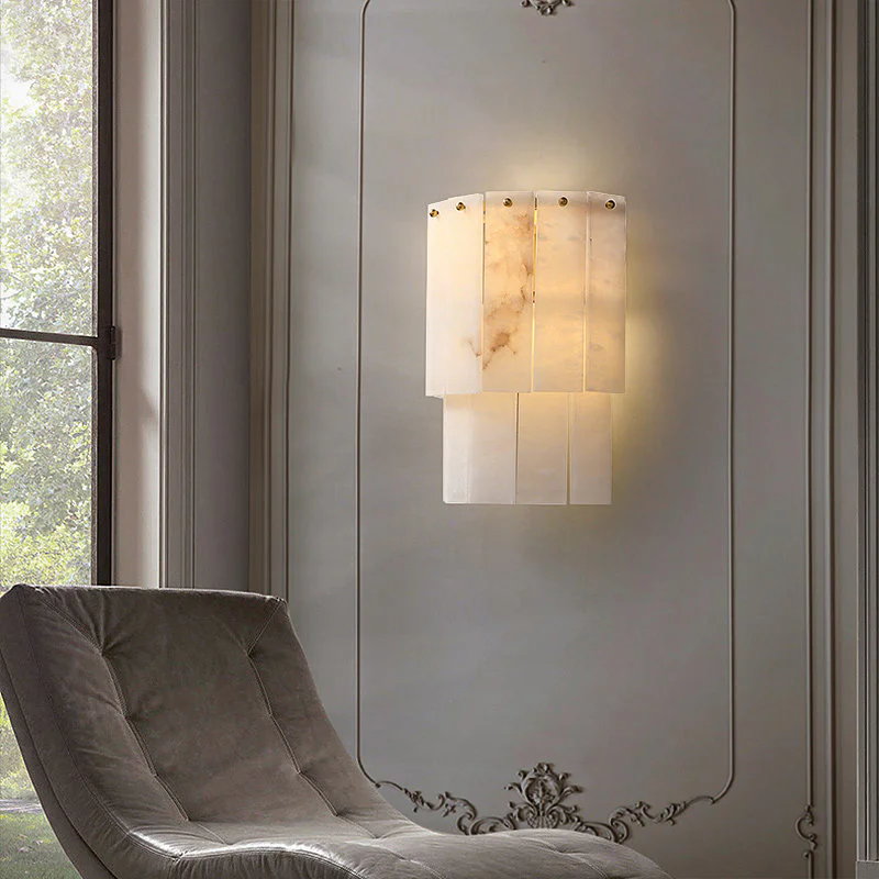 Modern Designer Simple Spanish Marble Copper LED Wall Lamps Warm White Dimmable Recessed Home Hotel Restaurant Living Room - Image 3
