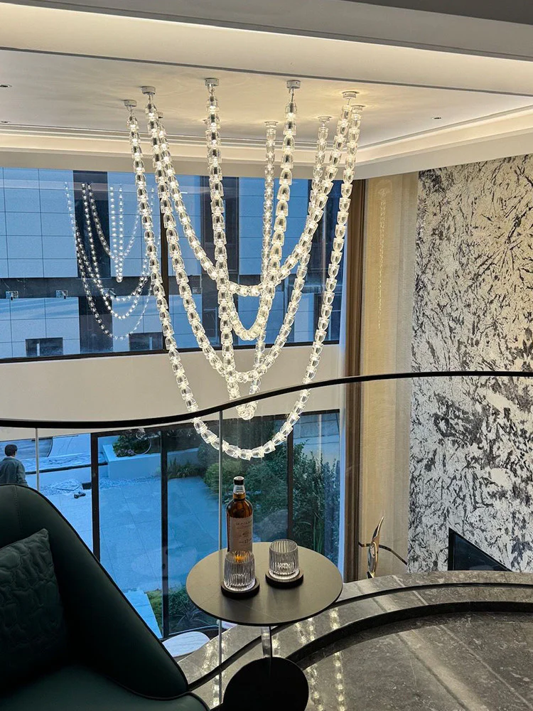 High End Customized LED Decorative Art Pendant Light with Necklace Beads for Hotel Dining and Living Room Lighting - Image 4