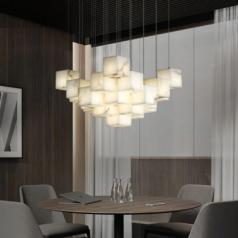 Customized Modern Large Marble Chandeliers Creative Design Staircase Rotation Pendant Light LED Energy Saving Dimmable Home