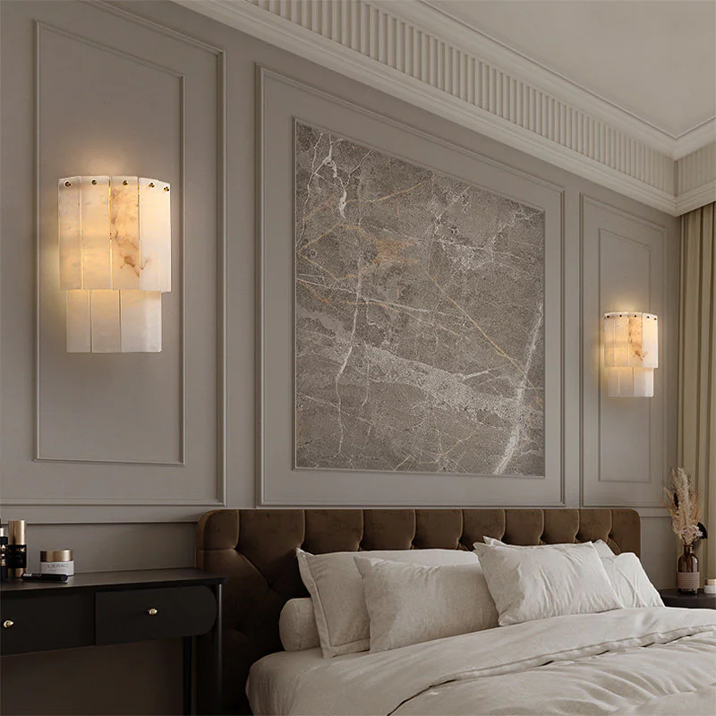 Modern Designer Simple Spanish Marble Copper LED Wall Lamps Warm White Dimmable Recessed Home Hotel Restaurant Living Room - Image 2