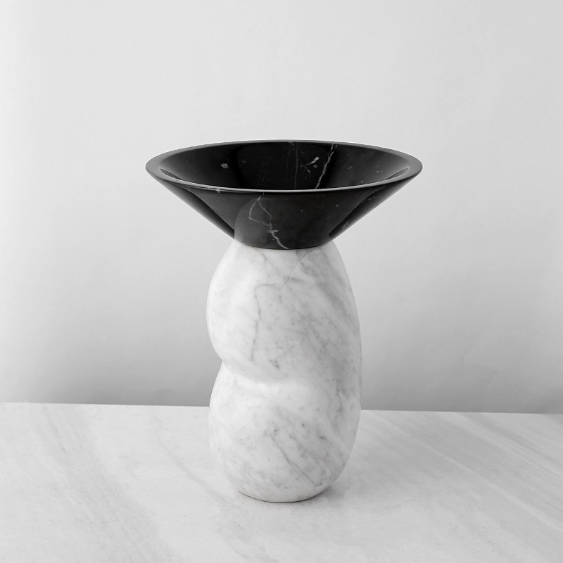Customizable Handmade Decorative Craft Natural White Marble Modern Art Vase