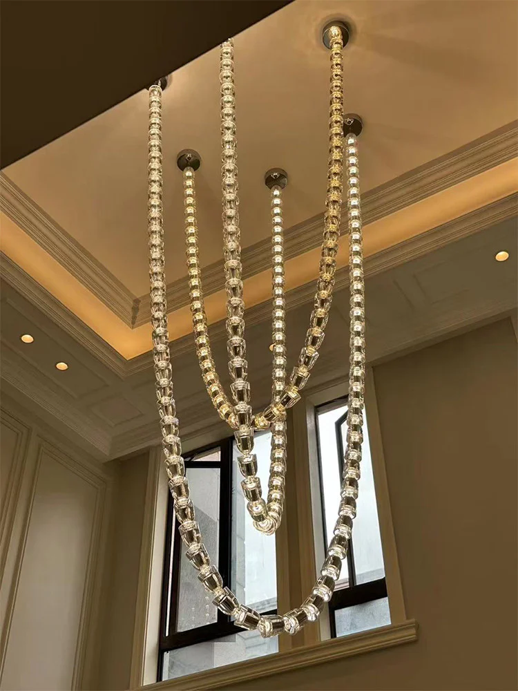 High End Customized LED Decorative Art Pendant Light with Necklace Beads for Hotel Dining and Living Room Lighting - Image 3