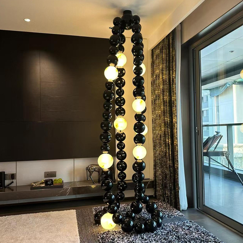 Glow-in-the-Dark Stacked Sphere Floor Sculpture with Warm LED Light