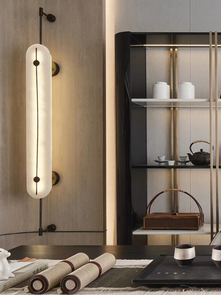 Modern Alabaster Minimalist Hotel Bedroom Bedside Decorative Wall Lamp Bathroom Fancy Sconce Led Indoor Modern Wall Light