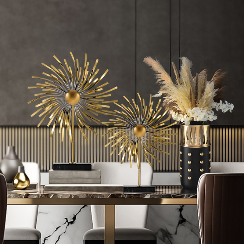 Home Decoration Sun FlowerDesktop Accessories Luxury Creative Wedding Party Statue Metal Crafts for Hotel Villa Interior