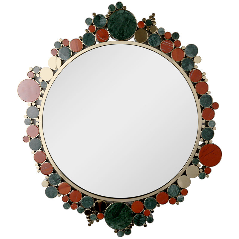 Luxury Round Elegant Wall Mirror Modern Style Decorative Mirror for Bedroom Decorative Wall Mirror