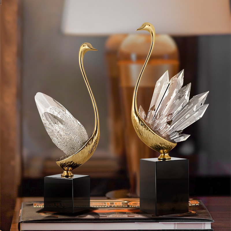 Best Quality Home Decorations Ornaments Luxury Modern Crystal Crafts Swan Statue for Weddings Indoor Decoration