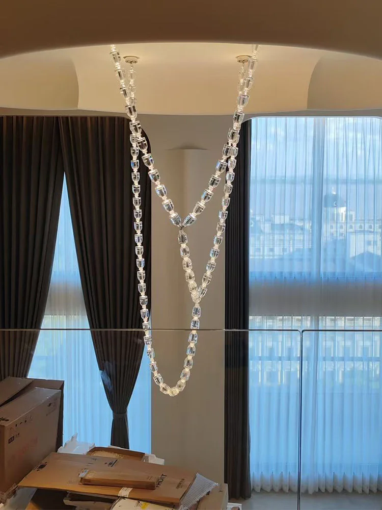 High End Customized LED Decorative Art Pendant Light with Necklace Beads for Hotel Dining and Living Room Lighting - Image 2