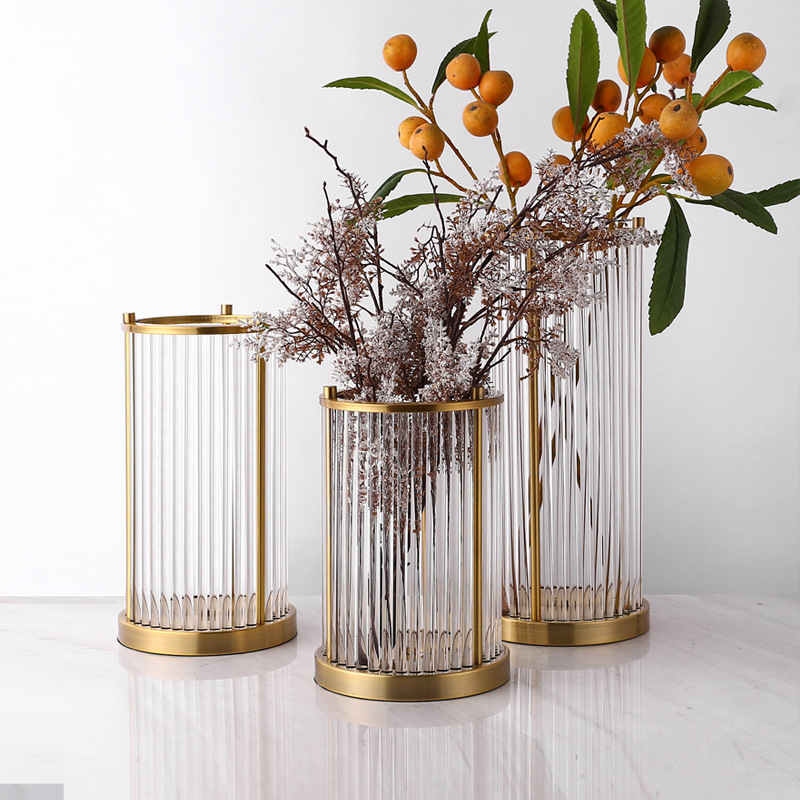 Table Vase Dry Flower Modern Light Luxury Glass Transparent Vase Can Be Filled With Water for the Living Room European Home Deco