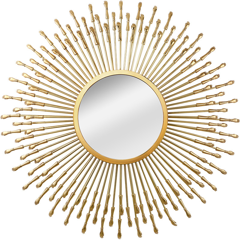 Handcrafted Luxury Metal Wall Mirror | Decorative Golden Hand Design | Round Mirror Art for Living Room & Entryway