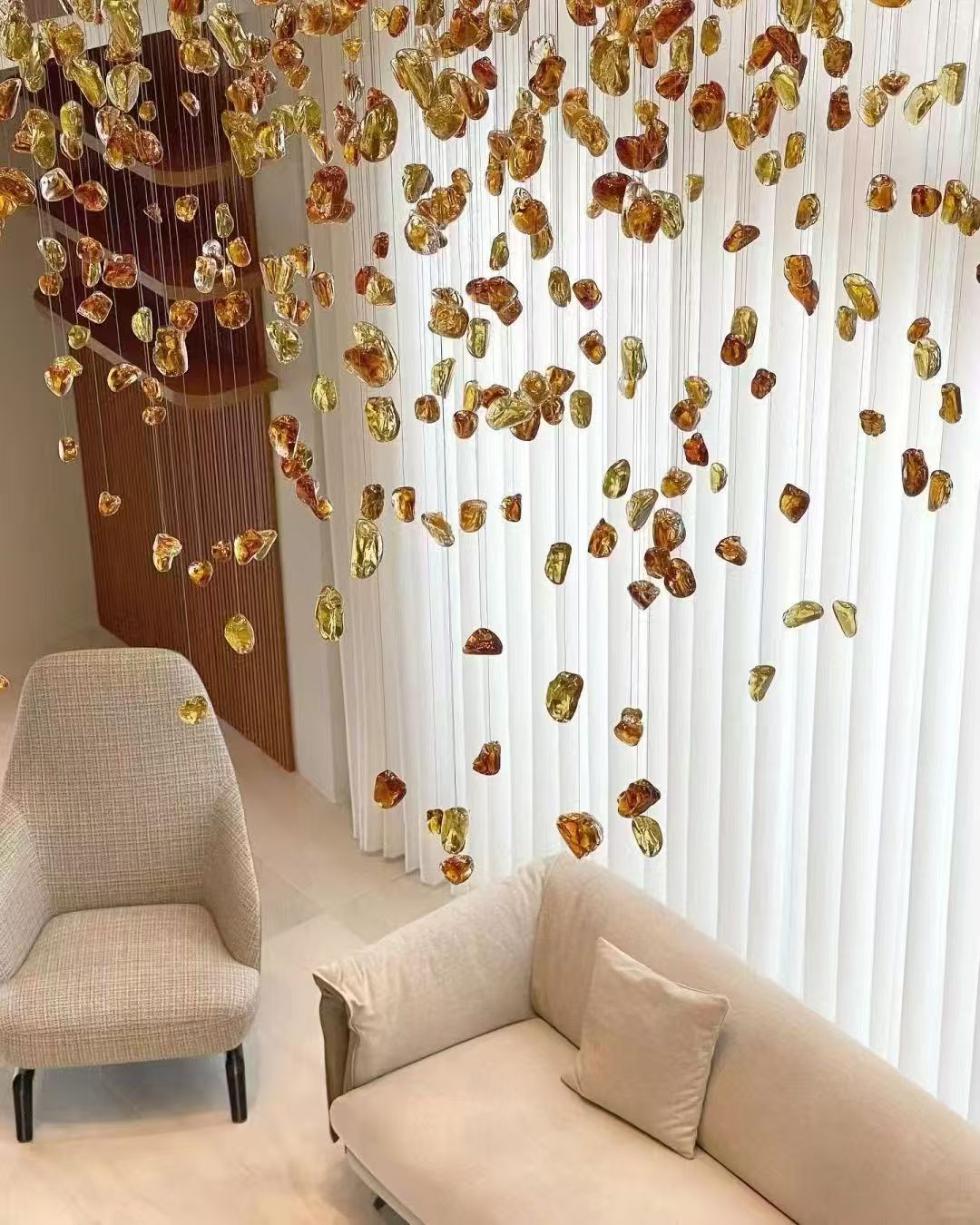 Customized Modern High Ceiling Luxury Chandelier Crystal Glass Pendant Lamp Long Square LED Gold Finish Indoor Decoration